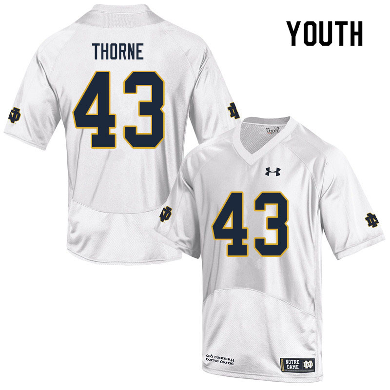 Youth NCAA Notre Dame Fighting Irish #43 Marcus Thorne Stitched College Under Armour Authentic White Football Jersey OW10Q44AX